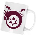 Casa si Gradina - Bucatarie si vesela - Cani si pahare - Cani si cesti - Cana Fullmetal Alchemist Ouroboros Life Death Dragon, alba, 330 ml - Infinity.ro