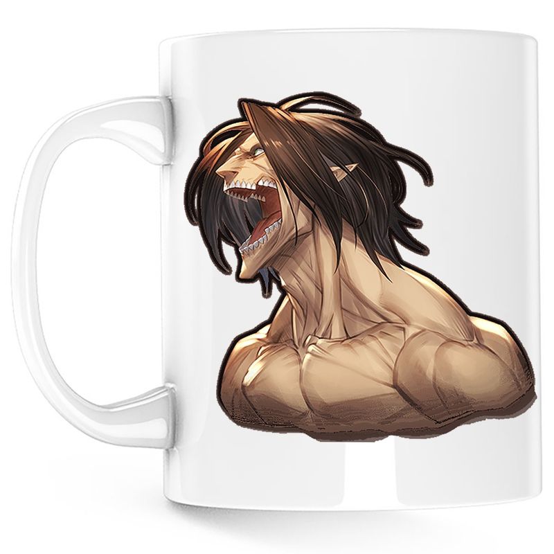 Casa si Gradina - Bucatarie si vesela - Cani si pahare - Cani si cesti - Cana Attack on Titan AOT Eren Yeager Devil Anime, alba, 330 ml - Infinity.ro