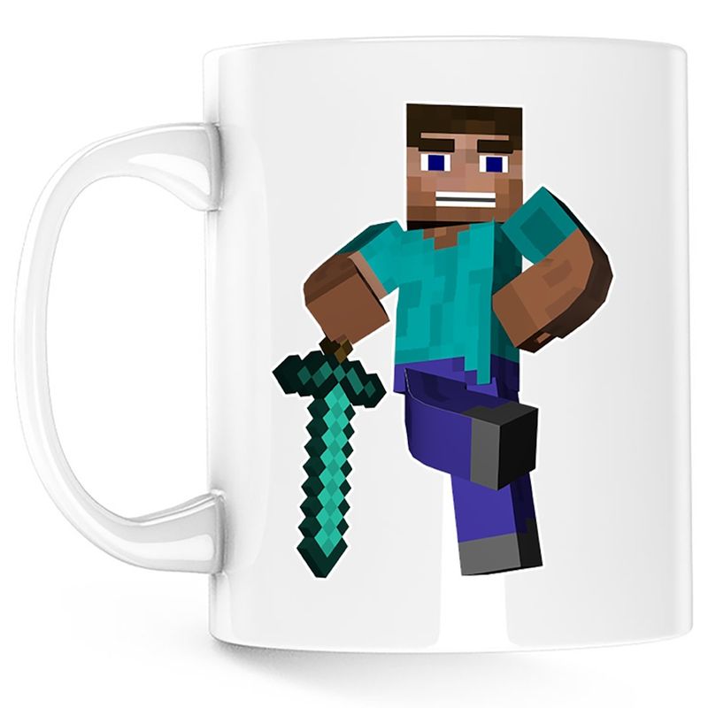 Casa si Gradina - Bucatarie si vesela - Cani si pahare - Cani si cesti - Cana Steve Warrior Minecraft, alba, 330 ml - Infinity.ro