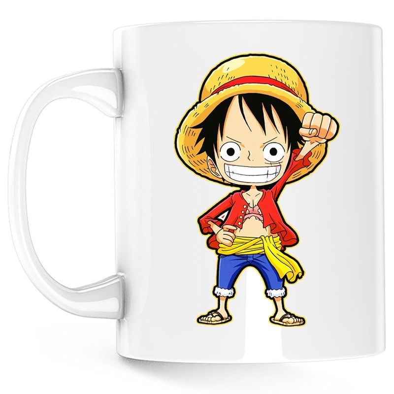 Casa si Gradina - Bucatarie si vesela - Cani si pahare - Cani si cesti - Cana Monkey D Luffy One Piece Trafalgar Chibi Marinar Copil, alba, 330 ml - Infinity.ro