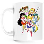 Casa si Gradina - Bucatarie si vesela - Cani si pahare - Cani si cesti - Cana Sailor Moon Tot Echipajul Manga Cartoon, alba, 330 ml - Infinity.ro