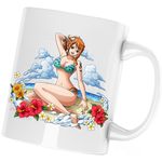 Casa si Gradina - Bucatarie si vesela - Cani si pahare - Cani si cesti - Cana Nami One Piece Cat Burglar Beach Anime, alba, 330 ml - Infinity.ro