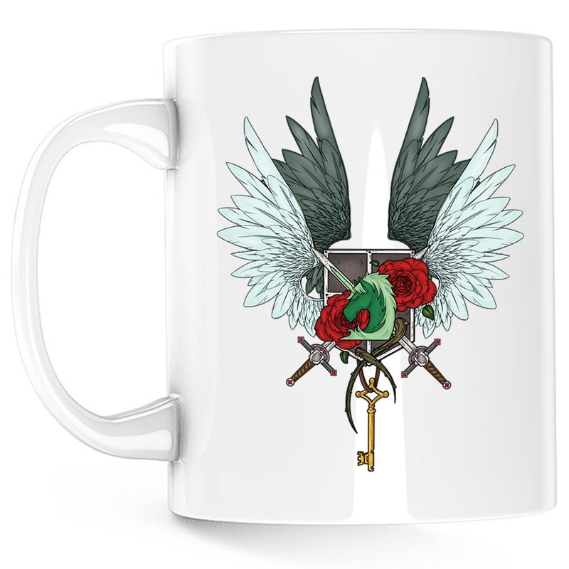 Casa si Gradina - Bucatarie si vesela - Cani si pahare - Cani si cesti - Cana AOT Attack on Titan Crest Wings of Freedom Anime, alba, 330 ml - Infinity.ro