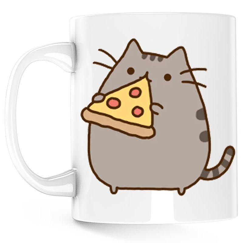 Casa si Gradina - Bucatarie si vesela - Cani si pahare - Cani si cesti - Cana Pusheen Cat Pizza Pisica Kitten Meow, alba, 330 ml - Infinity.ro