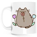 Casa si Gradina - Bucatarie si vesela - Cani si pahare - Cani si cesti - Cana Pusheen Cat Flori Plush Primavara, alba, 330 ml - Infinity.ro