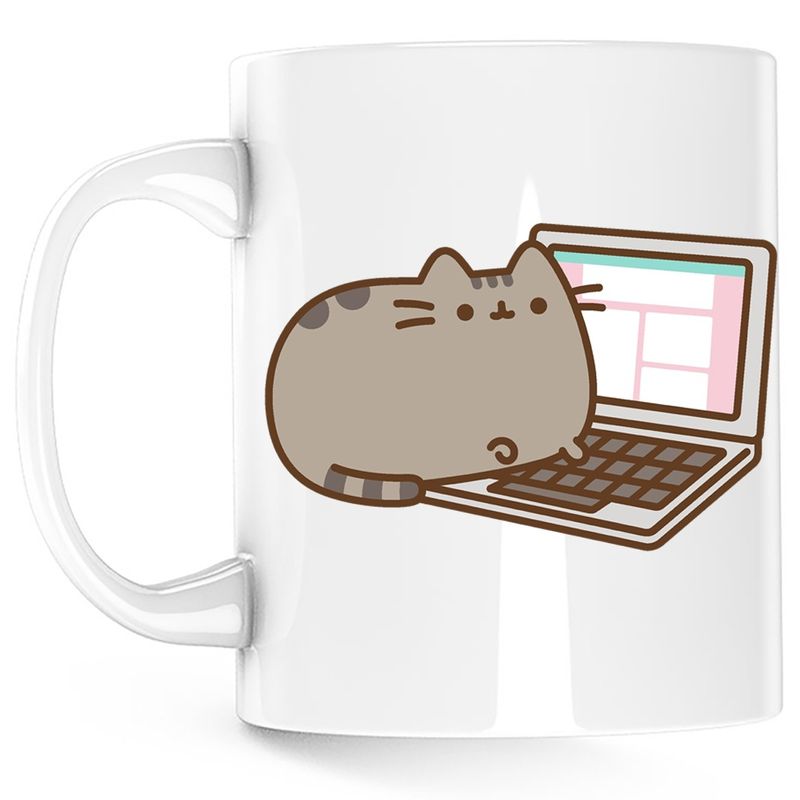 Casa si Gradina - Bucatarie si vesela - Cani si pahare - Cani si cesti - Cana Pusheen Cat Laptop Plush Valentines Day, alba, 330 ml - Infinity.ro