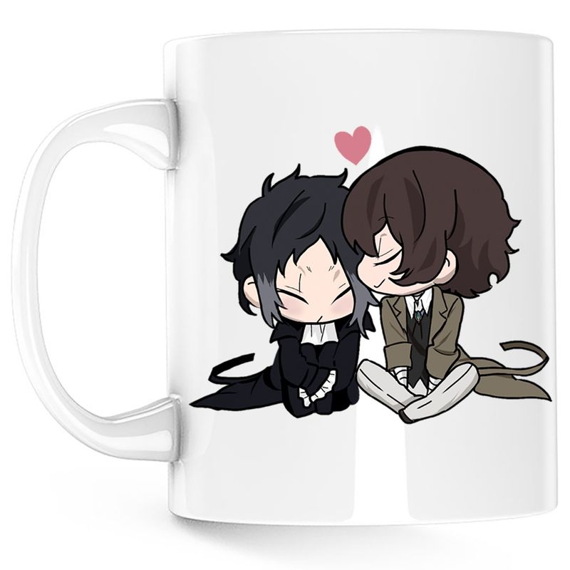 Casa si Gradina - Bucatarie si vesela - Cani si pahare - Cani si cesti - Cana Bungo Stray Dogs Chibi Plush Anime Manga, alba, 330 ml - Infinity.ro