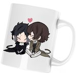 Casa si Gradina - Bucatarie si vesela - Cani si pahare - Cani si cesti - Cana Bungo Stray Dogs Chibi Plush Anime Manga, alba, 330 ml - Infinity.ro