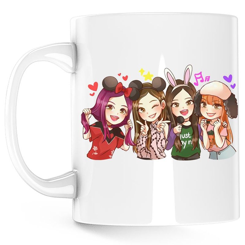 Casa si Gradina - Bucatarie si vesela - Cani si pahare - Cani si cesti - Cana Cartoon Blackpink Girls All Team K Pop, alba, 330 ml - Infinity.ro