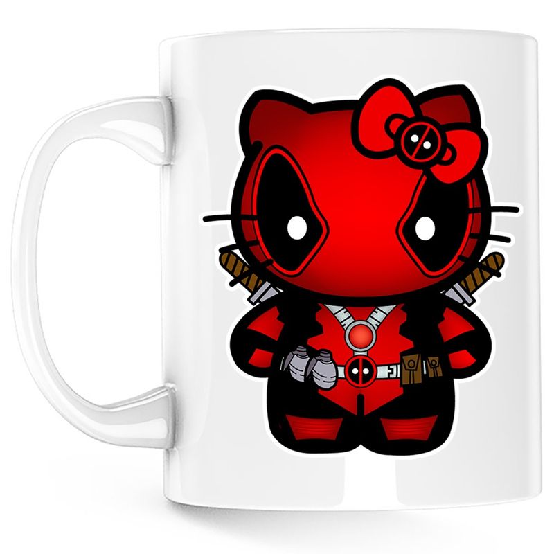 Casa si Gradina - Bucatarie si vesela - Cani si pahare - Cani si cesti - Cana Deadpool Kitty Bad Girl, alba, 330 ml - Infinity.ro