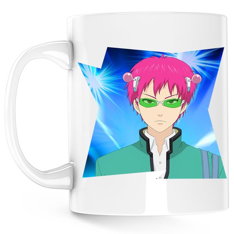 Casa si Gradina - Bucatarie si vesela - Cani si pahare - Cani si cesti - Cana Saiki Kusuo Life Anime Manga, alba, 330 ml - Infinity.ro