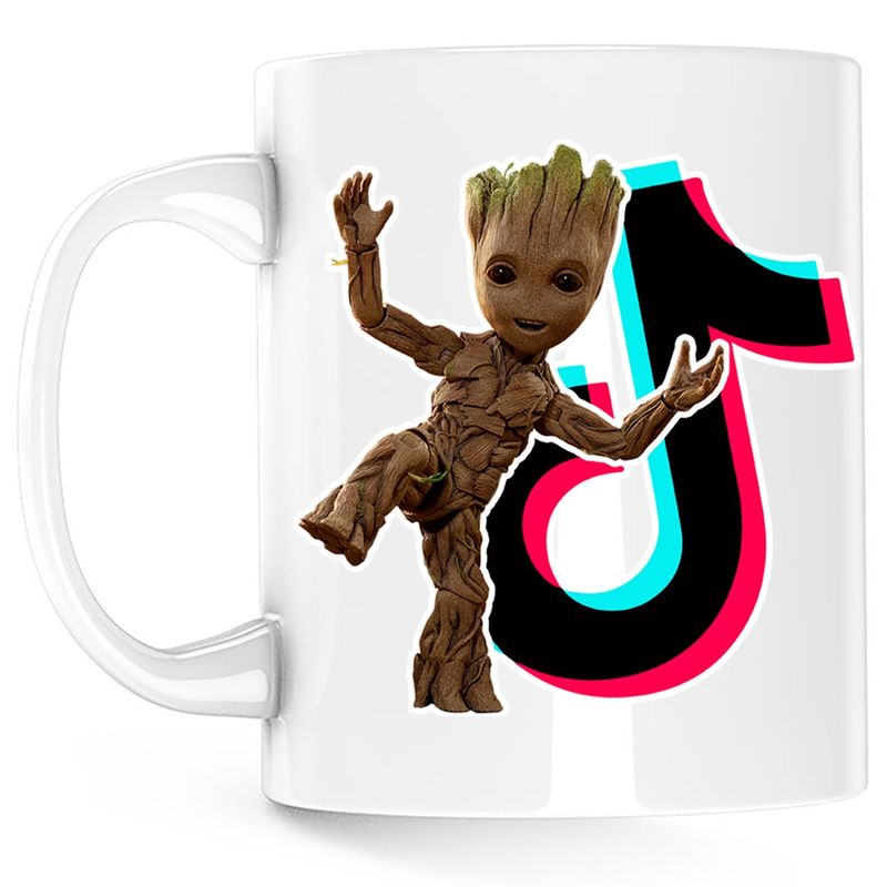Casa si Gradina - Bucatarie si vesela - Cani si pahare - Cani si cesti - Cana Baby Groot Tiktok Creator Star, alba, 330 ml - Infinity.ro