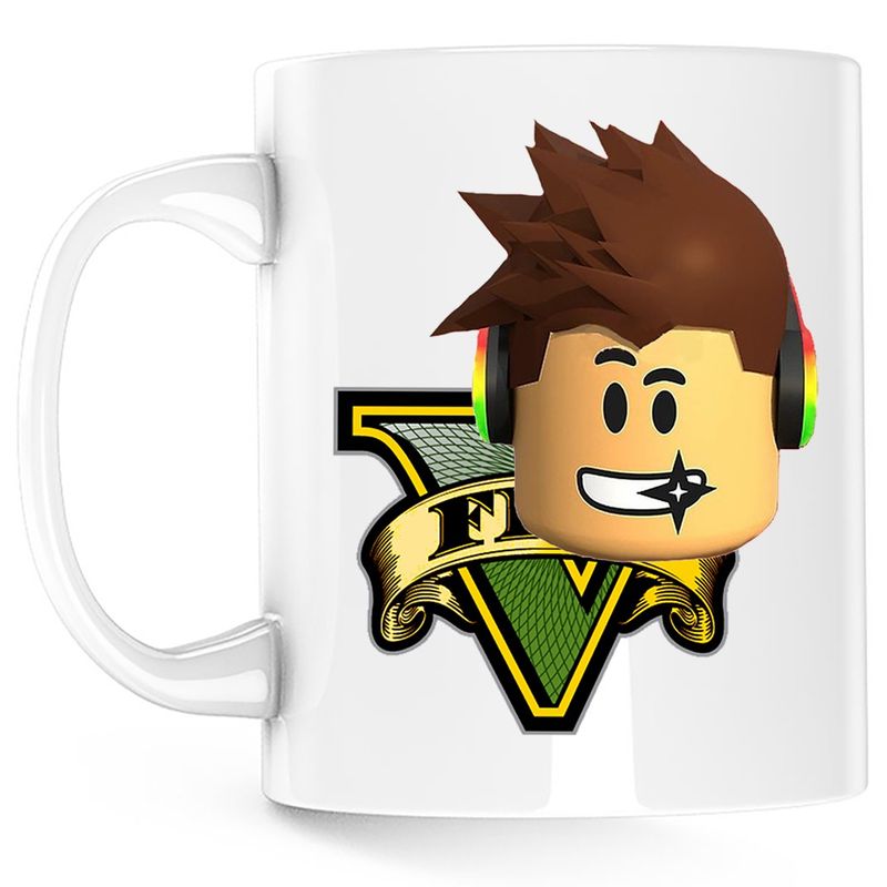 Casa si Gradina - Bucatarie si vesela - Cani si pahare - Cani si cesti - Cana Roblox Gaming GTA V, alba, 330 ml - Infinity.ro