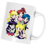 Casa si Gradina - Bucatarie si vesela - Cani si pahare - Cani si cesti - Cana Sailor Moon 5 Crew Gang Chibi Bebe Anime, alba, 330 ml - Infinity.ro