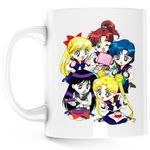 Casa si Gradina - Bucatarie si vesela - Cani si pahare - Cani si cesti - Cana Sailor Moon 5 Crew Gang Chibi Bebe Anime, alba, 330 ml - Infinity.ro