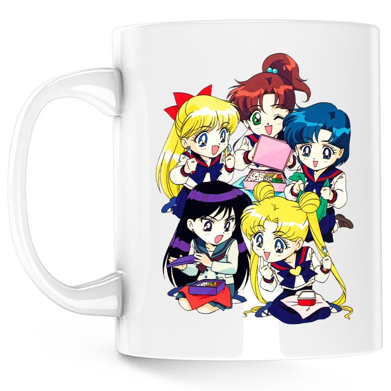 Casa si Gradina - Bucatarie si vesela - Cani si pahare - Cani si cesti - Cana Sailor Moon 5 Crew Gang Chibi Bebe Anime, alba, 330 ml - Infinity.ro