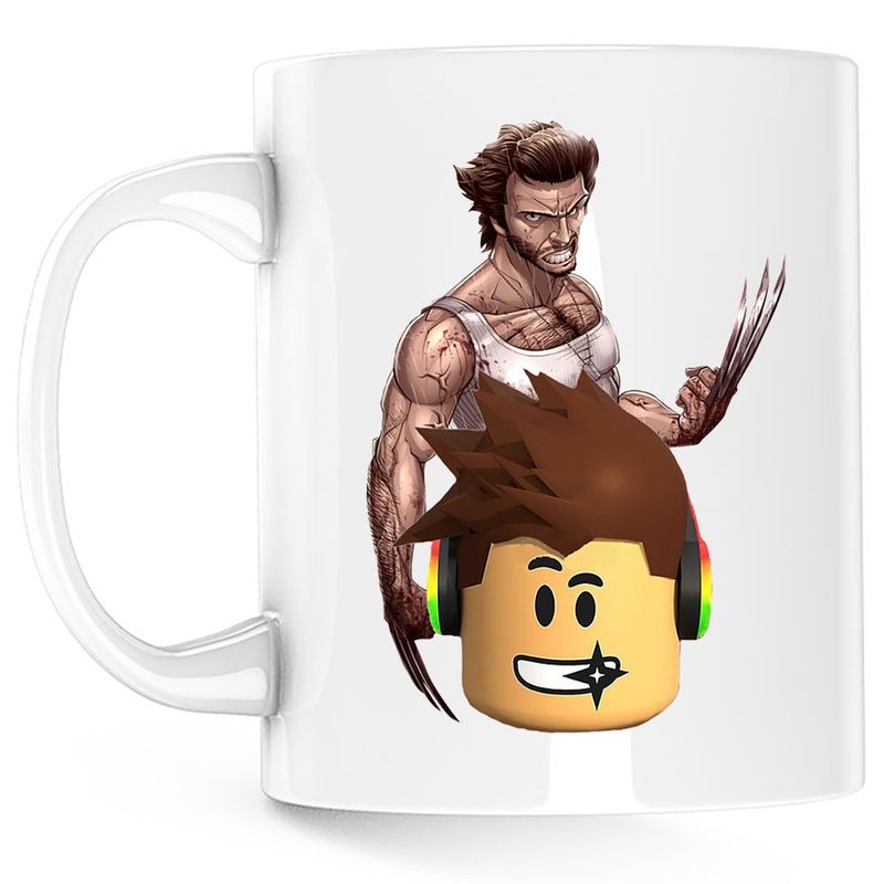 Casa si Gradina - Bucatarie si vesela - Cani si pahare - Cani si cesti - Cana Wolverine Roblox Logan X Men Badass, alba, 330 ml - Infinity.ro