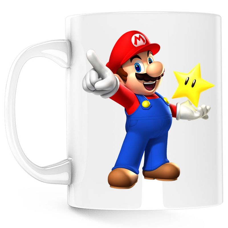 Casa si Gradina - Bucatarie si vesela - Cani si pahare - Cani si cesti - Cana Super Mario Bros 3D Star Minecraft World, alba, 330 ml - Infinity.ro