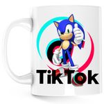 Casa si Gradina - Bucatarie si vesela - Cani si pahare - Cani si cesti - Cana Sonic the Hedgehog Tiktok Tik Tok Creator Play, alba, 330 ml - Infinity.ro