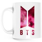 Casa si Gradina - Bucatarie si vesela - Cani si pahare - Cani si cesti - Cana BTS K-Pop Logo Space Galaxy, alba, 330 ml - Infinity.ro