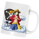 Casa si Gradina - Bucatarie si vesela - Cani si pahare - Cani si cesti - Cana One Piece Steag Pirati Monkey D Luffy, alba, 330 ml - Infinity.ro