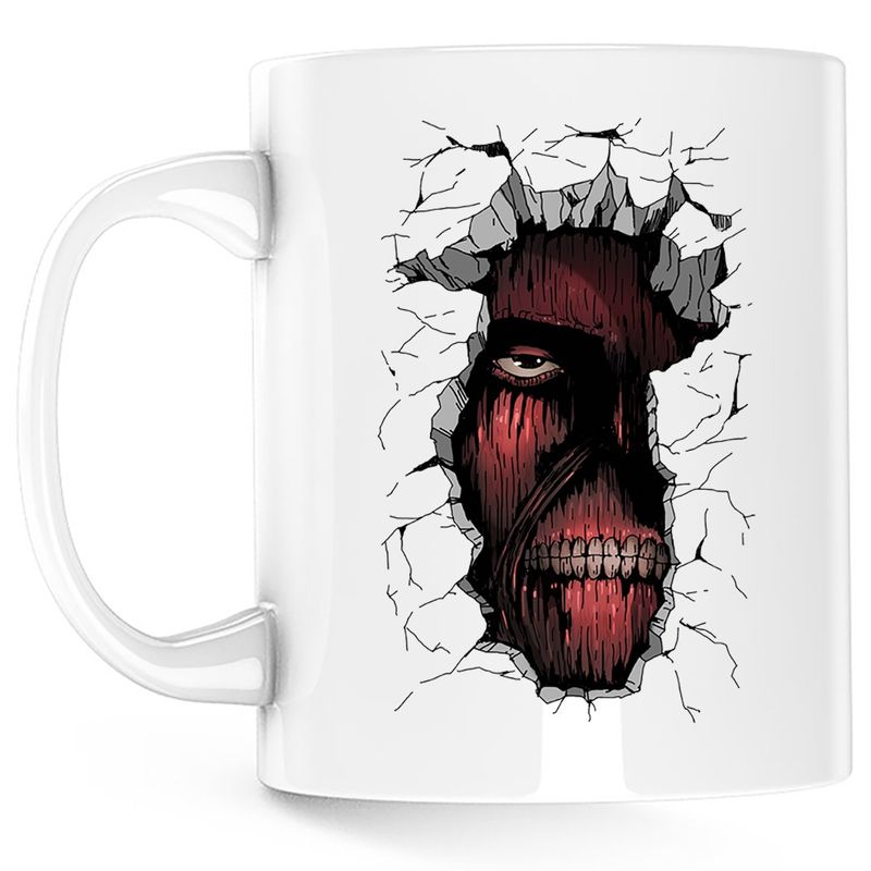 Casa si Gradina - Bucatarie si vesela - Cani si pahare - Cani si cesti - Cana Attack on Titan Wall Anime Manga, alba, 330 ml - Infinity.ro