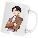 Casa si Gradina - Bucatarie si vesela - Cani si pahare - Cani si cesti - Cana Attack on Titan Captain Levi Anime AOT Manga, alba, 330 ml - Infinity.ro