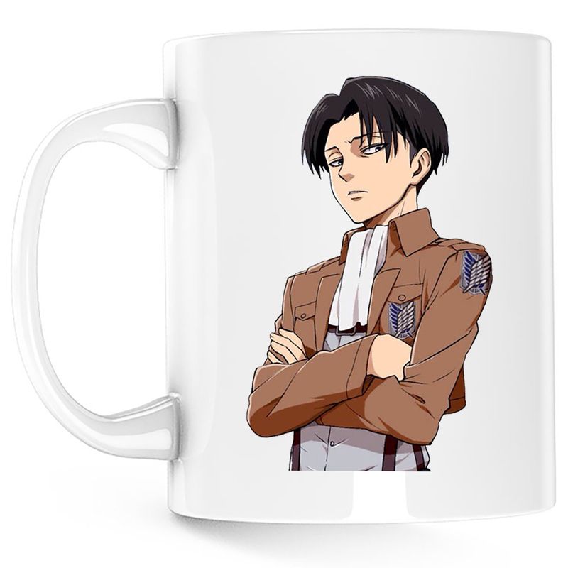 Casa si Gradina - Bucatarie si vesela - Cani si pahare - Cani si cesti - Cana Attack on Titan Captain Levi Anime AOT Manga, alba, 330 ml - Infinity.ro