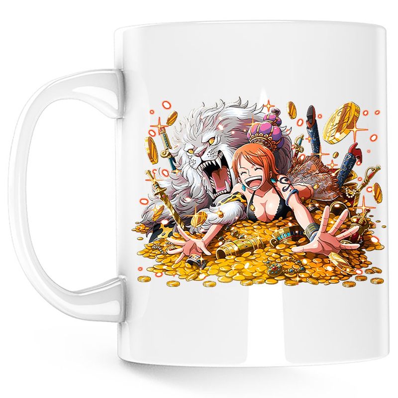 Casa si Gradina - Bucatarie si vesela - Cani si pahare - Cani si cesti - Cana One Piece Nami Comoara Leu Lion Cat, alba, 330 ml - Infinity.ro