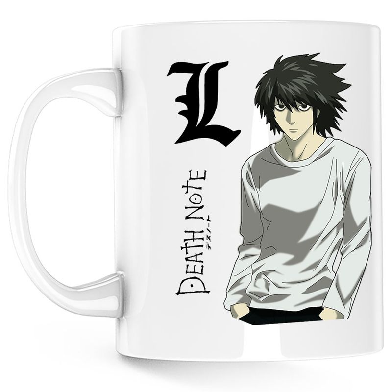 Casa si Gradina - Bucatarie si vesela - Cani si pahare - Cani si cesti - Cana Death Note L Detective Logo Anime Manga Takeshi, alba, 330 ml - Infinity.ro