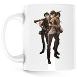 Casa si Gradina - Bucatarie si vesela - Cani si pahare - Cani si cesti - Cana Attack on Titan Eren Mikasa Levi Anime Manga, alba, 330 ml - Infinity.ro