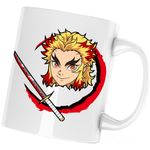 Casa si Gradina - Bucatarie si vesela - Cani si pahare - Cani si cesti - Cana Demon Slayer Kyojuro Rengoku Sabie Samurai, alba, 330 ml - Infinity.ro