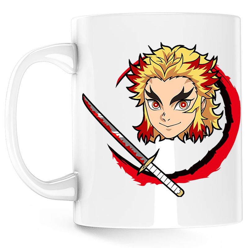 Casa si Gradina - Bucatarie si vesela - Cani si pahare - Cani si cesti - Cana Demon Slayer Kyojuro Rengoku Sabie Samurai, alba, 330 ml - Infinity.ro