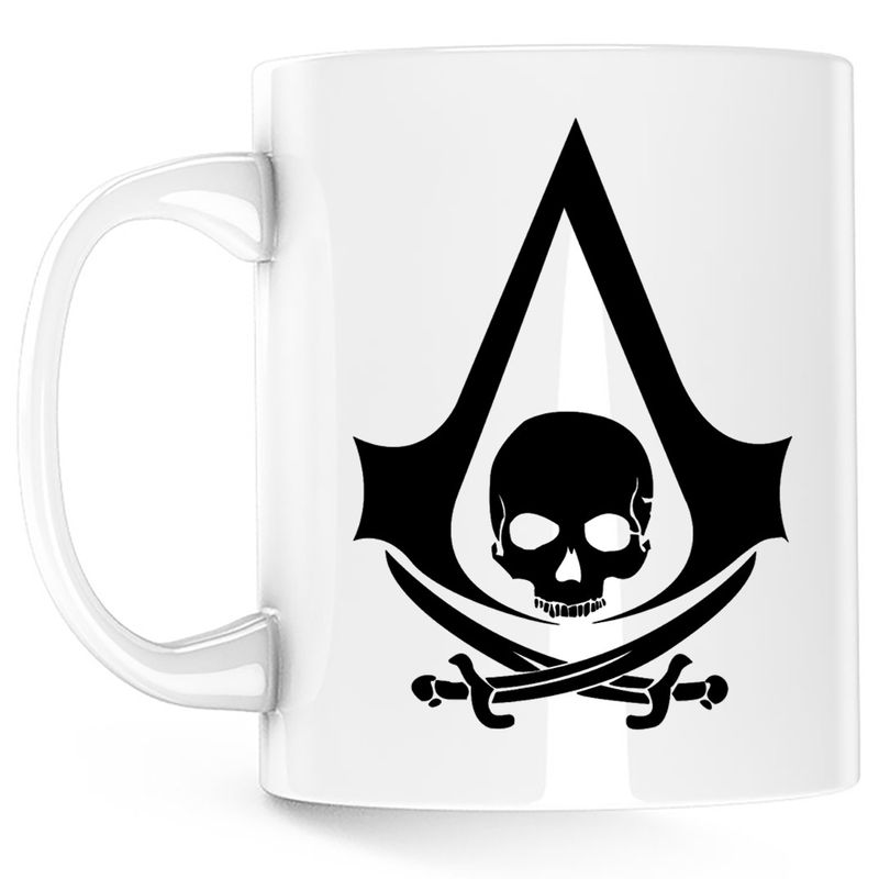 Casa si Gradina - Bucatarie si vesela - Cani si pahare - Cani si cesti - Cana Black Flag Assassin's Creed Logo Emblem, alba, 330 ml - Infinity.ro