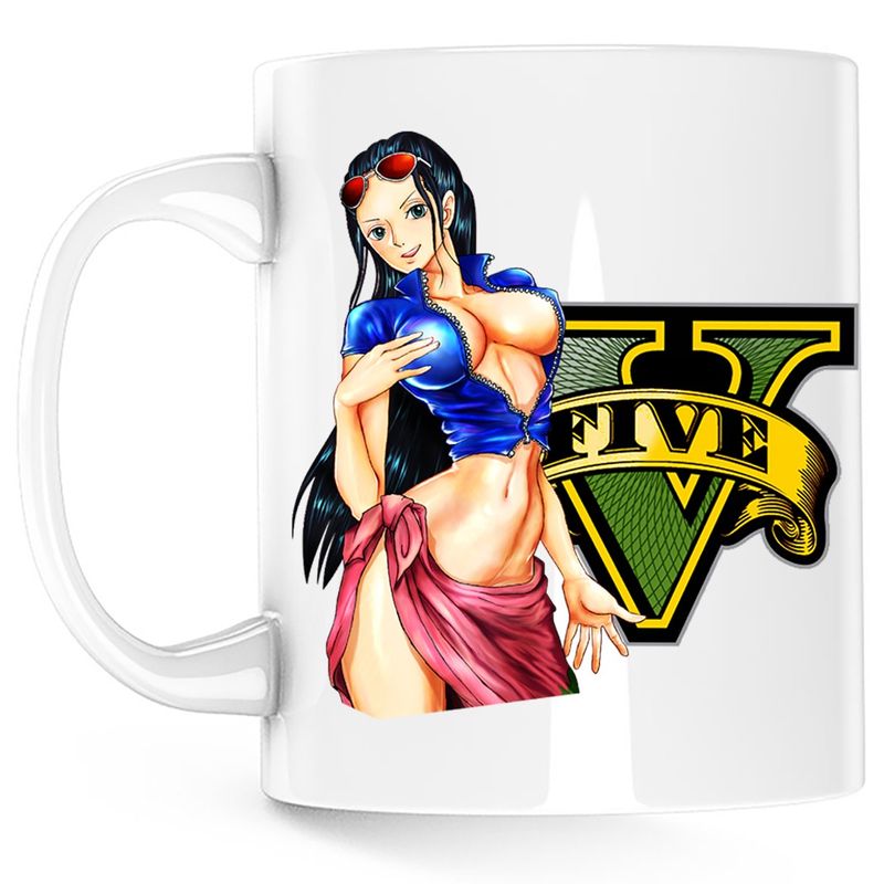 Casa si Gradina - Bucatarie si vesela - Cani si pahare - Cani si cesti - Cana GTA Girl One Piece Nico Robin Devil, alba, 330 ml - Infinity.ro