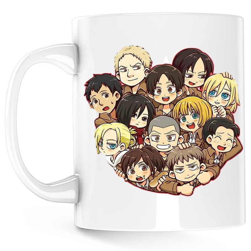 Casa si Gradina - Bucatarie si vesela - Cani si pahare - Cani si cesti - Cana Attack on Titan Team Gang Anime Manga, alba, 330 ml - Infinity.ro