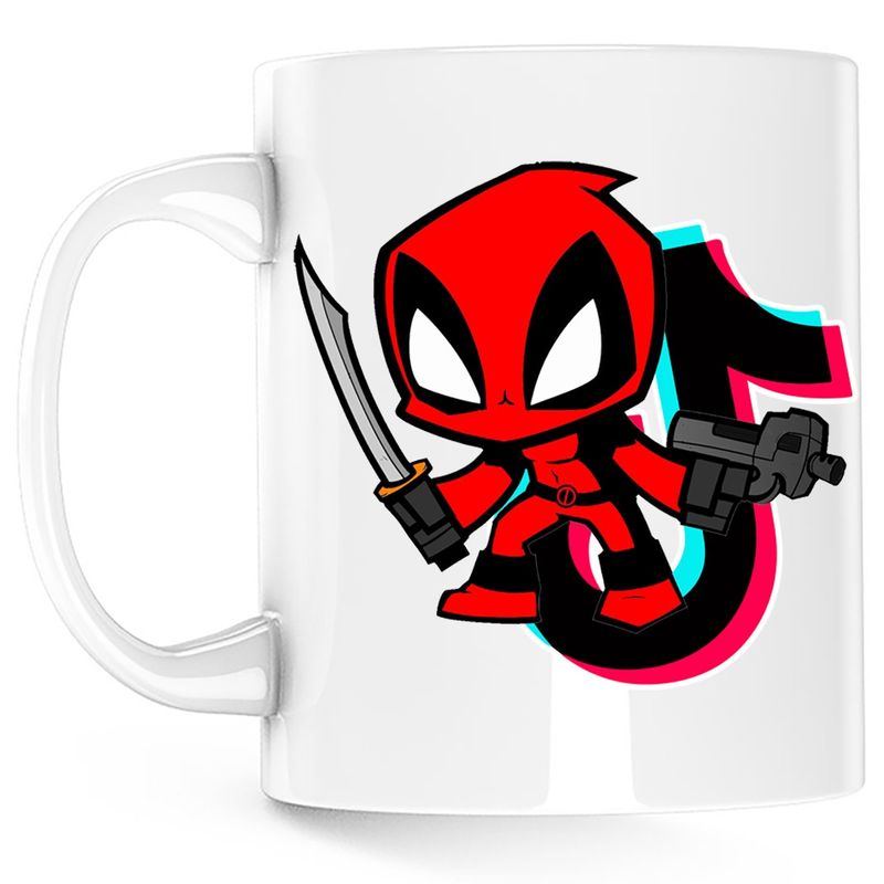 Casa si Gradina - Bucatarie si vesela - Cani si pahare - Cani si cesti - Cana Deadpool Baby Ninja Tiktok, alba, 330 ml - Infinity.ro
