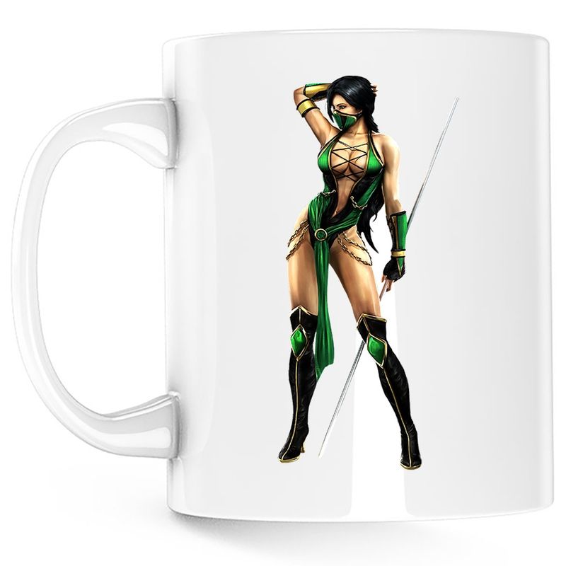 Casa si Gradina - Bucatarie si vesela - Cani si pahare - Cani si cesti - Cana Mortal Kombat Jade Shaolin Monk Karate Girl, alba, 330 ml - Infinity.ro