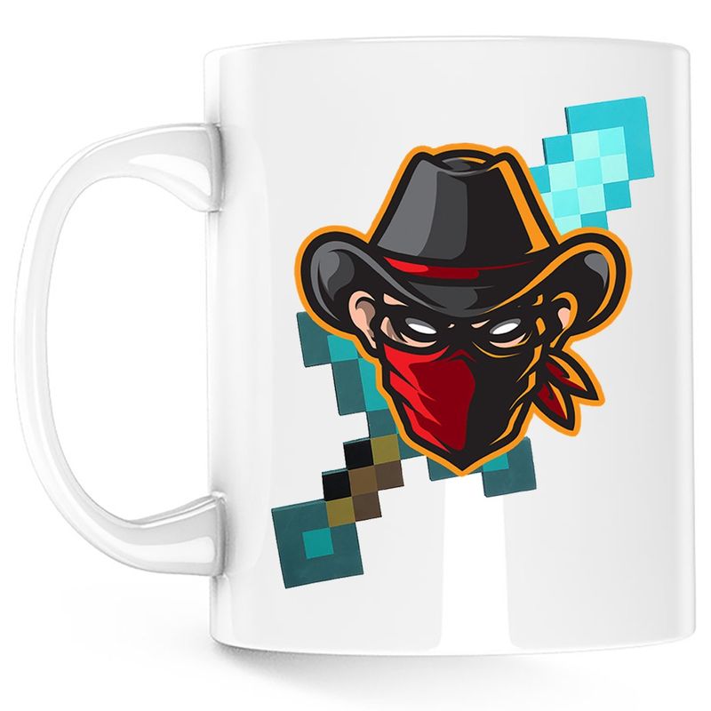 Casa si Gradina - Bucatarie si vesela - Cani si pahare - Cani si cesti - Cana Bandit Cowboy Fortnite Minecraft, alba, 330 ml - Infinity.ro