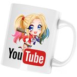 Casa si Gradina - Bucatarie si vesela - Cani si pahare - Cani si cesti - Cana Joker Harley Quinn Youtube Youtuber, alba, 330 ml - Infinity.ro