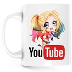Casa si Gradina - Bucatarie si vesela - Cani si pahare - Cani si cesti - Cana Joker Harley Quinn Youtube Youtuber, alba, 330 ml - Infinity.ro