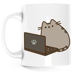 Casa si Gradina - Bucatarie si vesela - Cani si pahare - Cani si cesti - Cana Pusheen Cat Laptop Meow Pisica Pussy Cute, alba, 330 ml - Infinity.ro