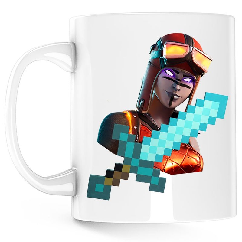 Casa si Gradina - Bucatarie si vesela - Cani si pahare - Cani si cesti - Cana Blaze Fortnite Minecraft Diamond Sabie, alba, 330 ml - Infinity.ro