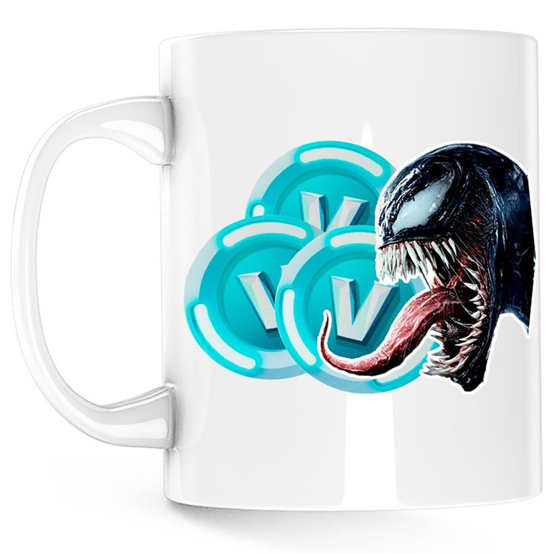 Casa si Gradina - Bucatarie si vesela - Cani si pahare - Cani si cesti - Cana Venom Fortnite VBucks Epic Game, alba, 330 ml - Infinity.ro