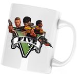Casa si Gradina - Bucatarie si vesela - Cani si pahare - Cani si cesti - Cana GTA5 Five Emblem, alba, 330 ml - Infinity.ro