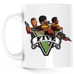 Casa si Gradina - Bucatarie si vesela - Cani si pahare - Cani si cesti - Cana GTA5 Five Emblem, alba, 330 ml - Infinity.ro