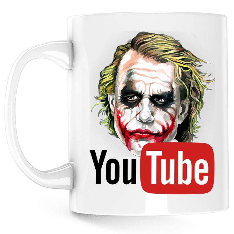 Casa si Gradina - Bucatarie si vesela - Cani si pahare - Cani si cesti - Cana Joker Youtube Creator Youtuber, alba, 330 ml - Infinity.ro