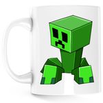 Casa si Gradina - Bucatarie si vesela - Cani si pahare - Cani si cesti - Cana Green Creeper Minecraft, alba, 330 ml - Infinity.ro