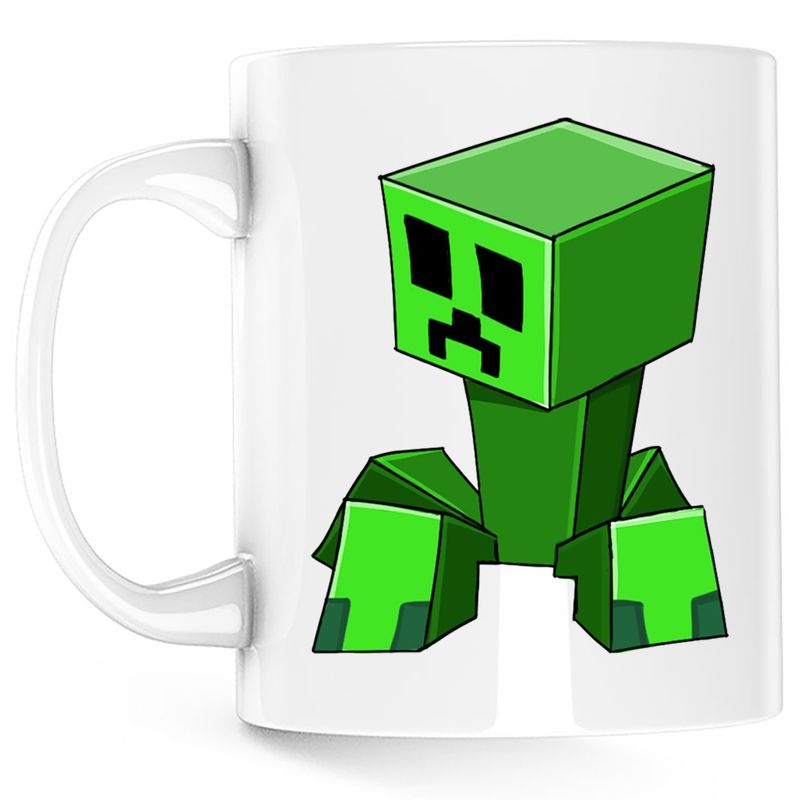 Casa si Gradina - Bucatarie si vesela - Cani si pahare - Cani si cesti - Cana Green Creeper Minecraft, alba, 330 ml - Infinity.ro