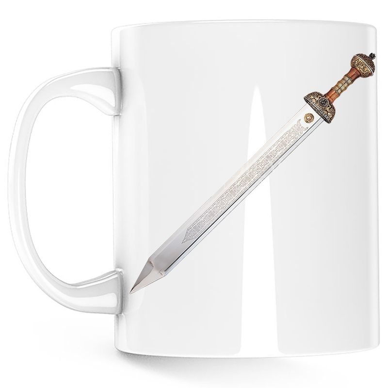 Casa si Gradina - Bucatarie si vesela - Cani si pahare - Cani si cesti - Cana Age Of Empires Gladius Ancient Rome Sword Dagger Weapon, alba, 330 ml - Infinity.ro